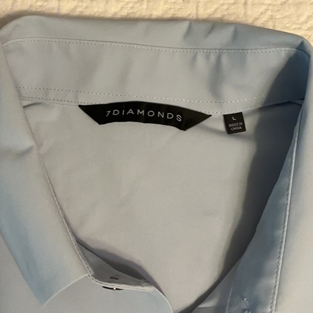 7D 7 Diamonds Liberty 4-Way Stretch Button Up Light Blue Shirt Size L - Picture 2 of 7